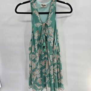 Show Me Your Mumu Teal Mini Rancho Mirage Sleeveless Lined Dress Size Large